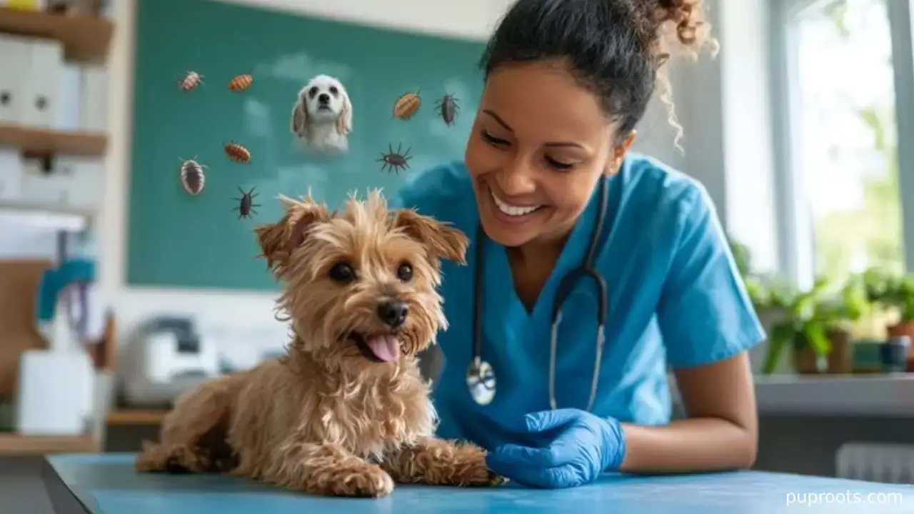 Small dog receiving gentle joint check-up
